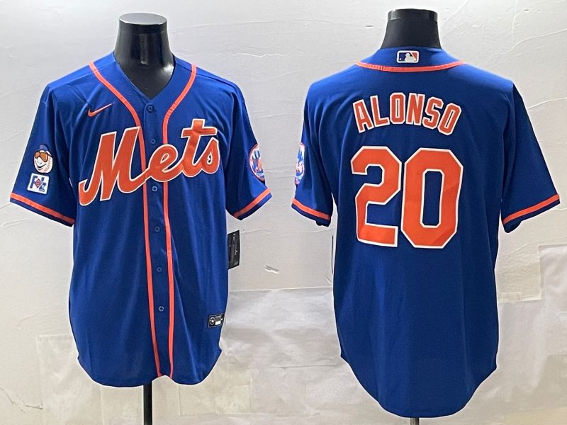 Men New York Mets 20 Alonso Blue Game 2025 Nike MLB Jersey style 2